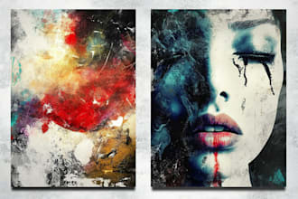 design abstract or watercolor canvas wall art in my style