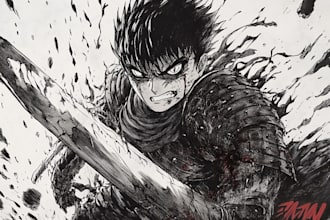 draw manga page custom dark berserk style art in high quality
