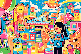 create colorful doodle art illustration