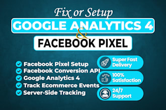 setup meta facebook pixel conversion API google analytics 4 ecommerce tracking