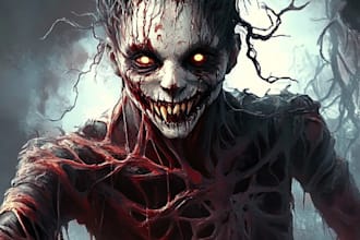 do scary horror creature and fantasy character concept art