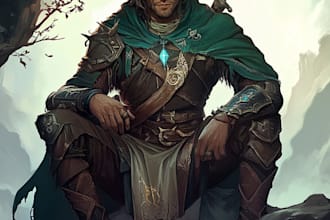 draw dnd, fantasy character and dnd character art for you