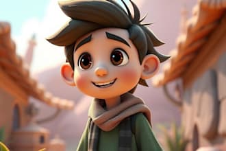 design 3d pixar art, 3d pixar character, talking, midjourney, 3d avatar, editing