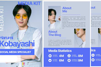 design beautiful influencer media kit, speaker sheet, press kit, media kit
