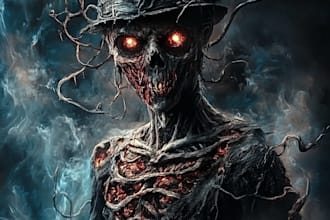 do scary horror creature and fantasy character concept art