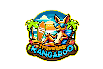 awesome traveling kangaroo logo design