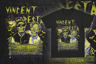 design hand drawn t shirt artwork for bands