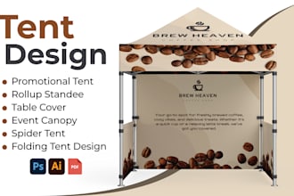 design a custom canopy tent, pop up display, roll up banner, table cover,