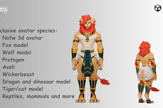 create custom furry vrchat avatar, fursona vtuber, vrc avatar, vseeface nsfw