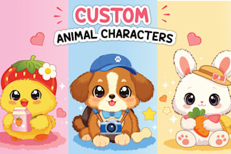 design cute kawaii animal stickers and doodles