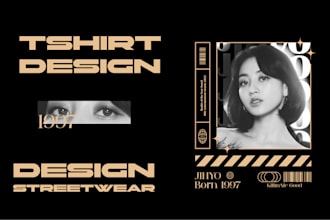 make a kpop streetwear tshirt design in 24 hours, high resolution