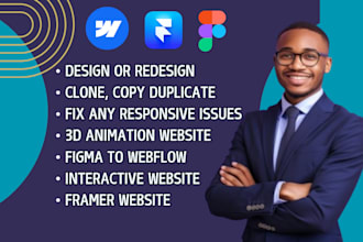 develop, update fix clone duplicate 3d animated webflow website, figma to framer