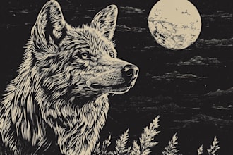 create animal linocut tshirt design for brands