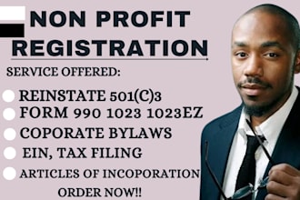 reinstate 501c3 nonprofit, file form 990, ein, 1023ez, back tax, bylaws