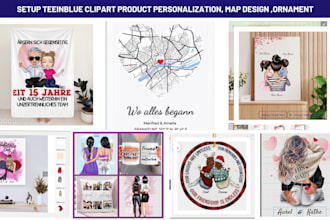 setup teeinblue clipart product personalization ,map design, ornament