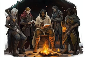 create a dnd party art and d and d character art