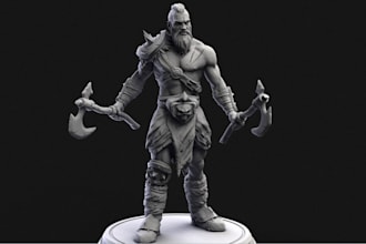 design printable 3d mini tabletop chess, warrior model action posed stl toy