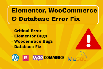 fix elementor errors, woocommerce errors, database or critical issues