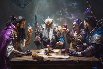 create a dnd party, fantasy and game character