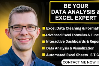 be your data analyst, excel data dashboard and visualization expert
