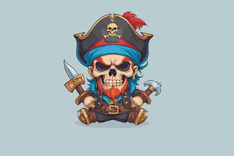design high quality pirate nautical mascot logo with fastest delivery