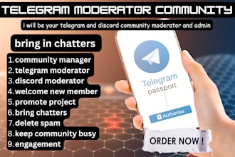 be your professional telegram community manager or admin with in crypto project