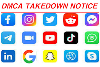 send dmca takedown notice to remove copyright and infringement content on yt,fb