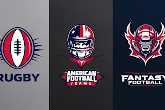 create rugby, american football, and fantasy football logo teams