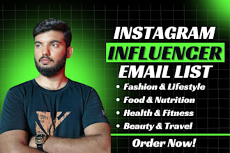 research and find best instagram influencers email list for influencer marketing