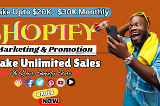 shopify promotion, ebay store, etsy, redbubble amazon store to get store sales
