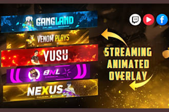 do gaming logo, banner, animated overlays for twitch, youtube