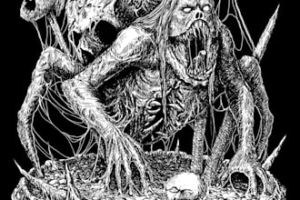 do an brutal,dark,horror,metal art illustration