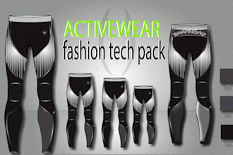 design tech pack and activewear technical drawings