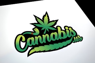 design cannabis, marijuana, weed and hemp logo with creative thinking