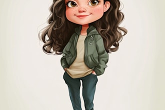 draw funny cartoon character, caricature, logo, portrait