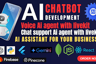 develop ai chatbot by chatgpt llm langchain, pincon, livekit