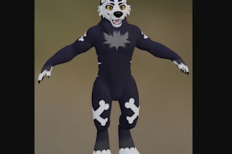 create vrchat avatar 3d model, vr character, nsfw furry avatar with texturing