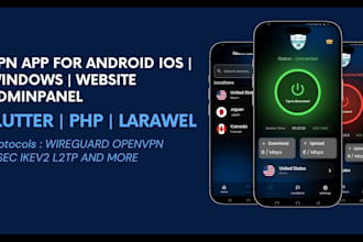 make flutter VPN app for android ios wireguard openvpn ipsec ikev2 adminpanel