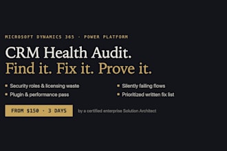audit, fix and optimize your microsoft dynamics 365 CRM