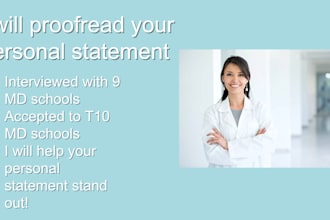 proofread your medical school amcas or aacom personal statement or application