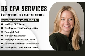 prepare and sign CPA certified financial statement, CPA audit and verify as CPA