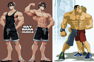 draw gay bara muscle nsfw yaoi fanart gay character oc comic bara illustration
