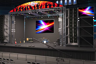 3d unique realistic stage lighting, event center with 3d rendering design