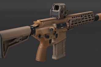 design 3d gun realistic weapon high poly models for game and animation