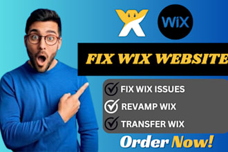 update wix website fix wix issue edit wix revamp wix transfer wix website design