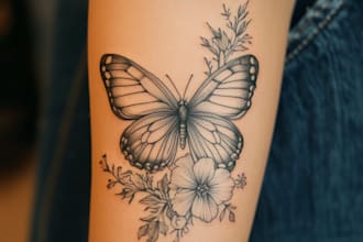 draw realism sleeve tattoo, minimalist design, geometric