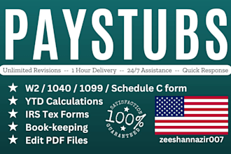 do paystub, payroll, w2, 1040 and schedule c