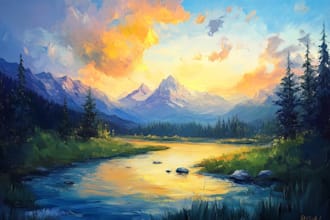 paint digital oil painting of any landscape