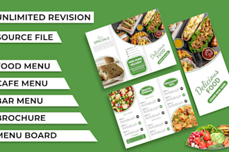 create a stylish digital or printable menu for restaurants and cafes