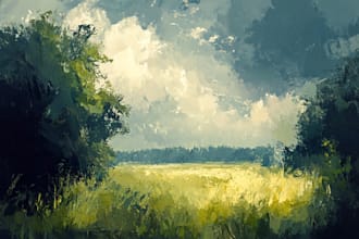 paint impressionism landscape in digital oil painting